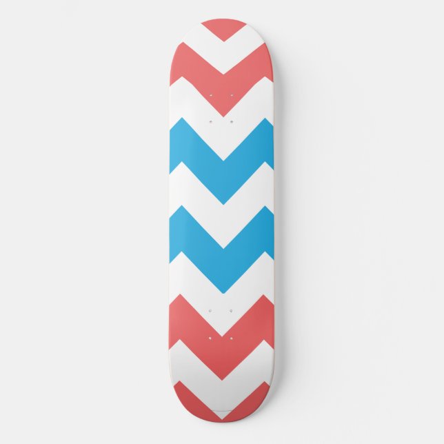 Zickzack Aqua-Rosa Skateboard (Vorderseite)