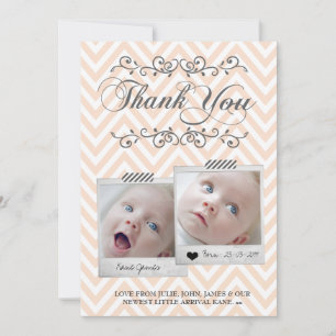 Zickzack Baby-Fotos Vielen Dank Hinweis Karten