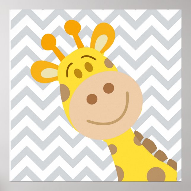Zickzack Baby Giraffe Kinderzimmer Wall Art Poster (Vorne)