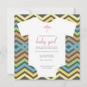 Zickzack Babydusche aus  Shirt Einladung