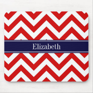 Zickzack blauer Name Monogram Mousepad