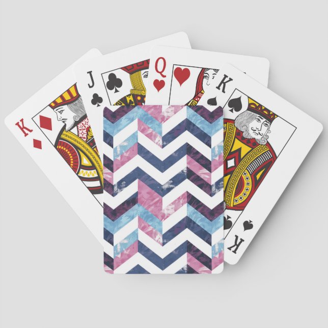 Zickzack blauer rosafarbener Marmor Spielkarten (Rückseite)