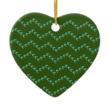 Zickzack blaues Herz Keramik Forest Green Ornament