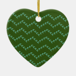 Zickzack blaues Herz Keramik Forest Green Ornament