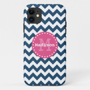 Zickzack blaues Rosa Zigzag Monogram iPhone 11 Hülle
