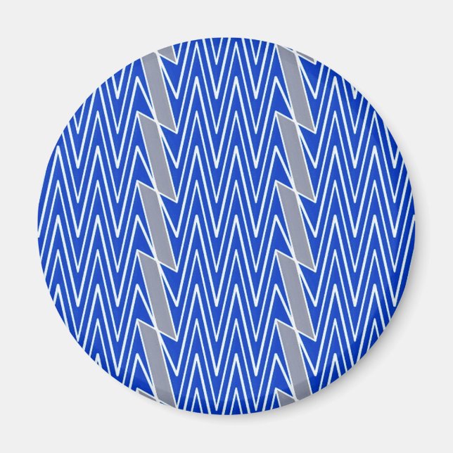 Zickzack blaues und graues Design Magnet (Vorne)