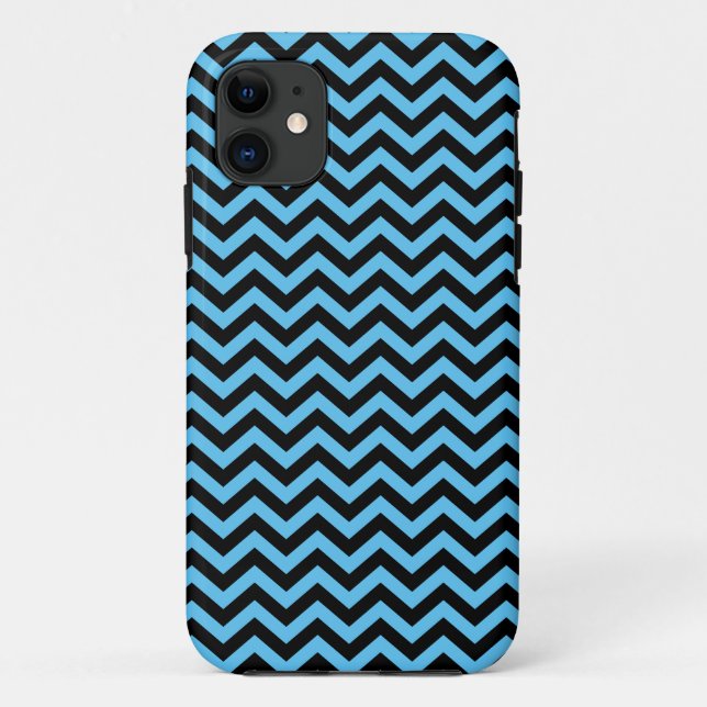 Zickzack blaues und schwarzes Muster Case-Mate iPhone Hülle (Rückseite)