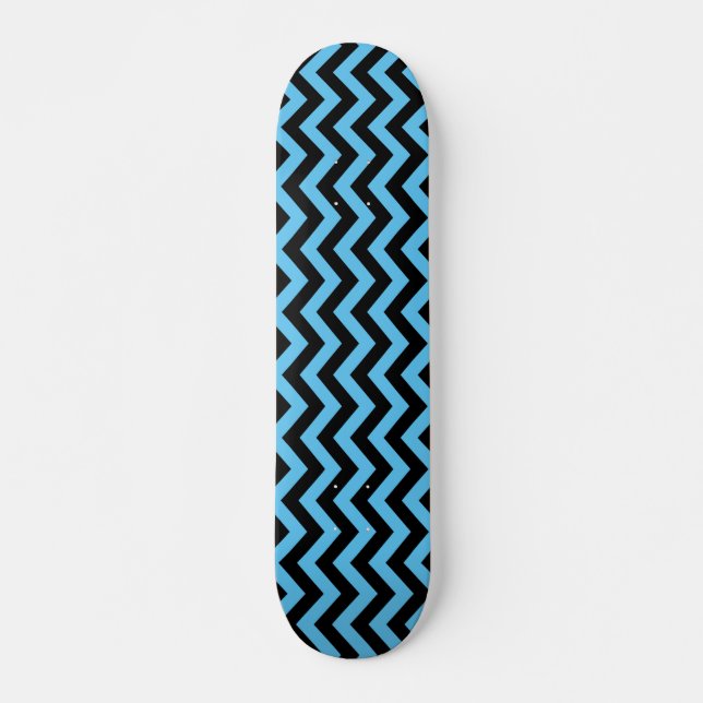 Zickzack blaues und schwarzes Muster Skateboard (Vorne)