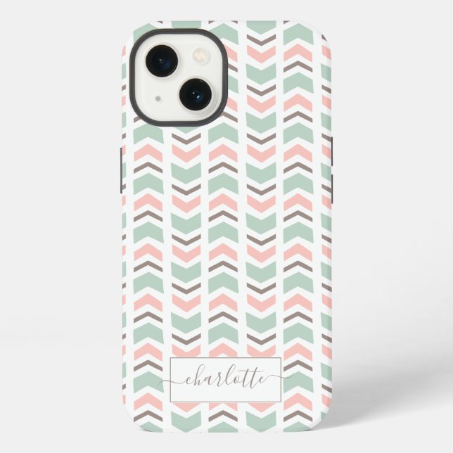 Zickzack Boho-Muster iPhone Hülle (Rückseite)