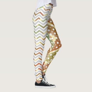 Zickzack braune Wasserfarbe, Polka-Punkt-Leggings Leggings