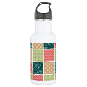Zickzack, Chevron, Gingham, Tupfen, Patchwork Edelstahlflasche