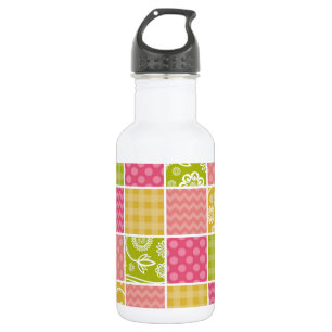 Zickzack, Chevron, Tupfen, Gingham, Patchwork Edelstahlflasche