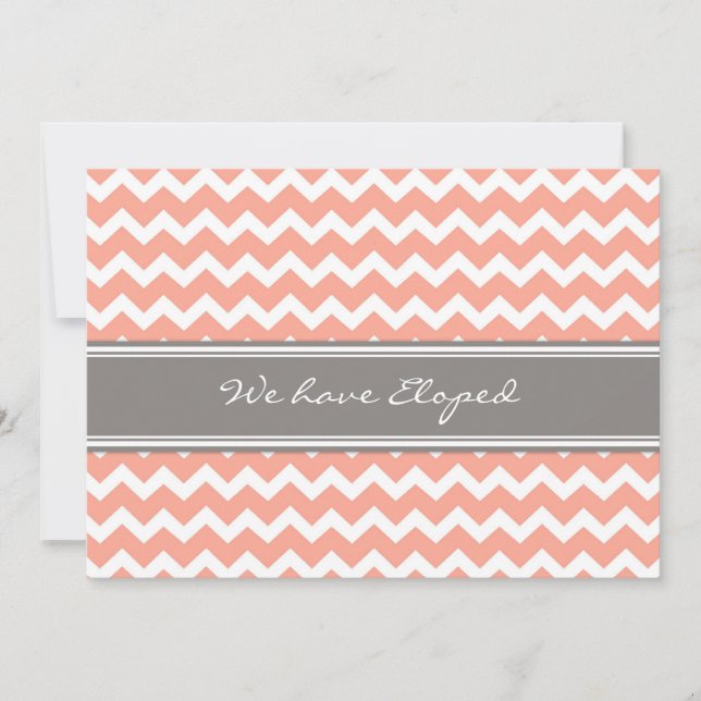 Zickzack Coral Gray Elopement Announctions Cards Ankündigung (Vorderseite)