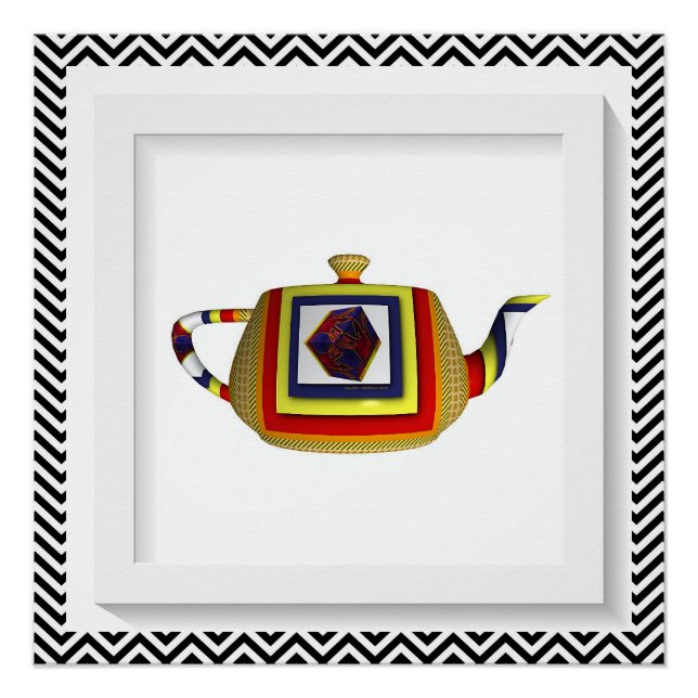 Zickzack Cube Yellow Teapot Poster (Vorderseite)