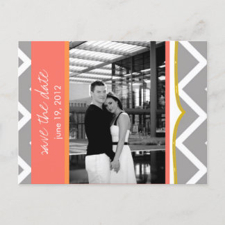 Zickzack - Custom Save the Date - Coral Mandarine Ankündigungspostkarte