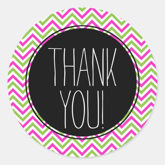 Zickzack Dankeschön, farbig Runder Aufkleber (Vorderseite)