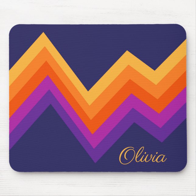 Zickzack-Design lila, orange und gelb Mousepad (Vorne)