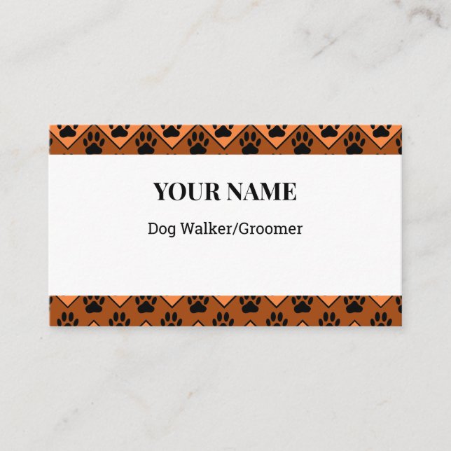 Zickzack Dog Walker Groomer Business Card Visitenkarte (Vorderseite)