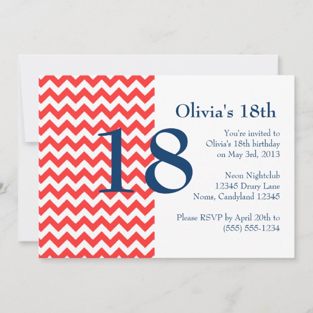 Zickzack Einladung zum Geburtstag von Korallen und (Vorderseite)