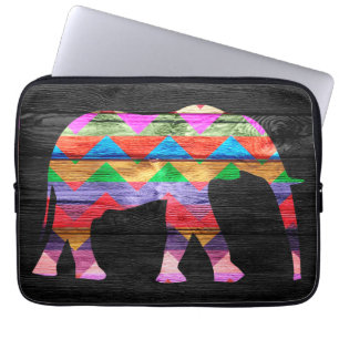 Zickzack Elefant-Muster auf Holz Laptopschutzhülle