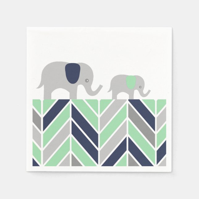 Zickzack Elefanten Modernes Baby Napkin Serviette (Vorderseite)