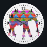 Zickzack Elefantenmuster Große Wanduhr<br><div class="desc">Zickzack Elefantenmuster. Bitte wählen Sie Anpassen. Entfernen oder ändern Sie vor dem Kauf das Bild "Zahlen 1-12". Design ist auf anderen Produkten erhältlich.</div>