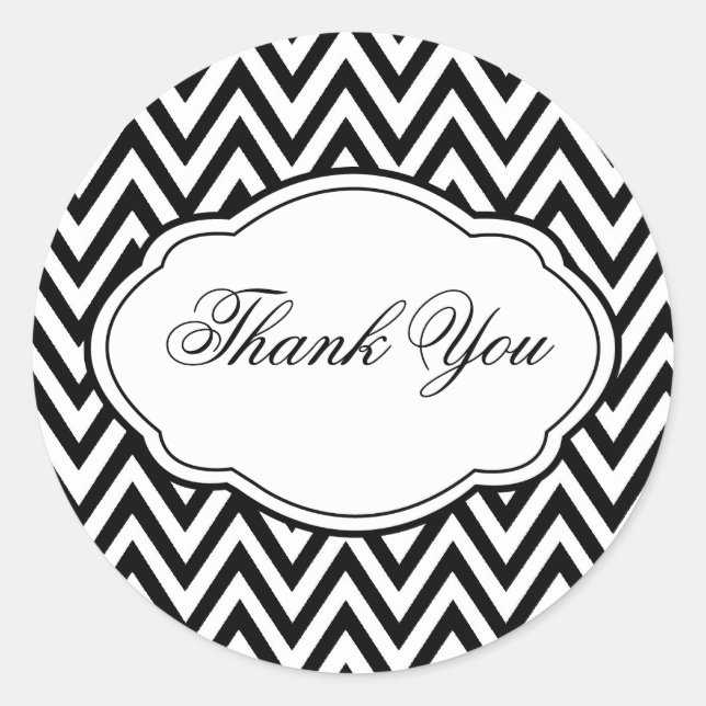 Zickzack Etikett für  Schwarz-Weiß-Aufkleber Runder Aufkleber (Vorderseite)
