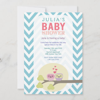 Zickzack Eulen in Tree Baby Dusche laden ein Einladung