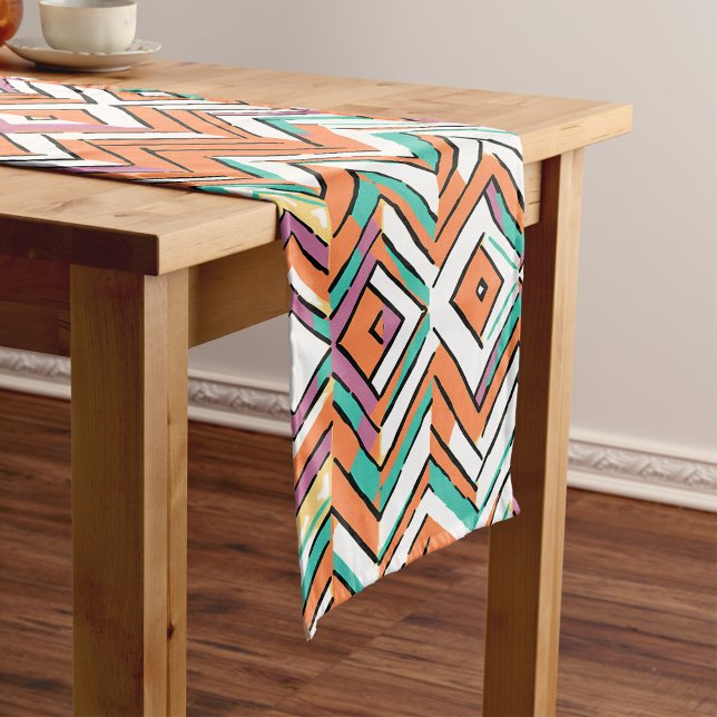 Zickzack Farbherringbone-Muster Kurzer Tischläufer (Bold Color Herringbone Chevron pattern Short Table Runner)