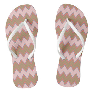 Zickzack Frühling in Braun, Rosa und Pfirsich Flip Flops