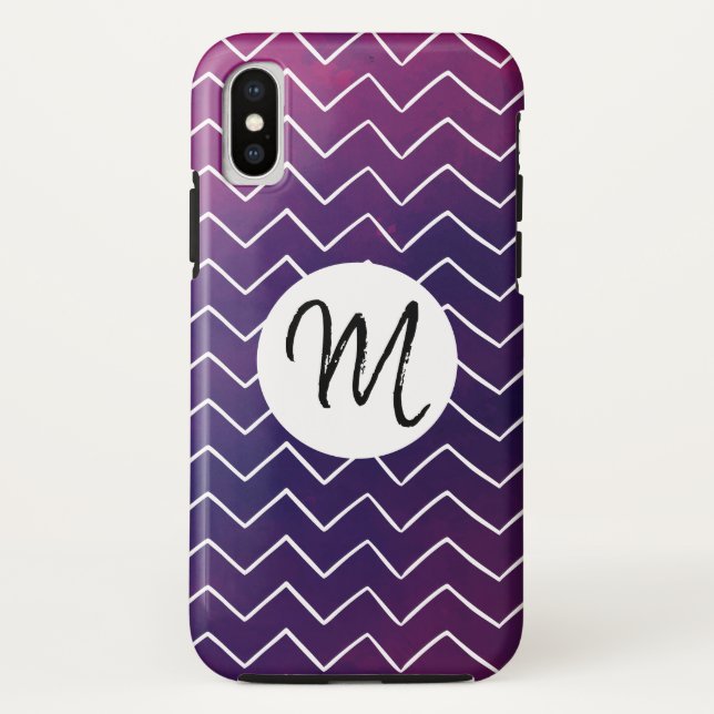 Zickzack gezeichnet Muster Monogram Script Case-Mate iPhone Hülle (Rückseite)