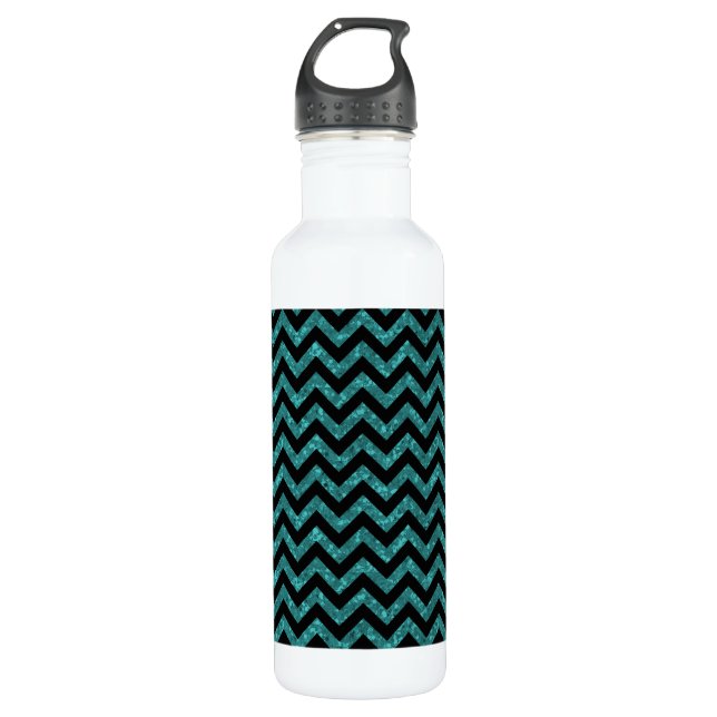 Zickzack Glitzer-Look Trinkflasche (Vorderseite)