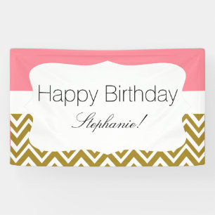 Zickzack Gold am Rosa Geburtstag Banner