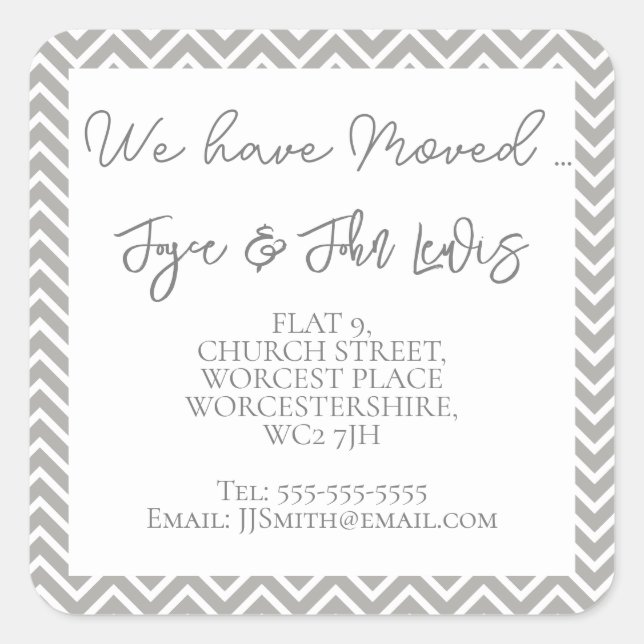 Zickzack graue Änderung der Adressenaufkleber Quadratischer Aufkleber (Vorderseite)