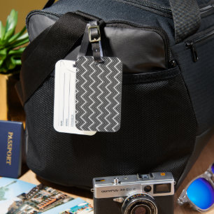 Zickzack graue und schwarze Skizze Gepäckanhänger