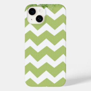 Zickzack-grünes Weiß-Muster Case-Mate iPhone 14 Hülle