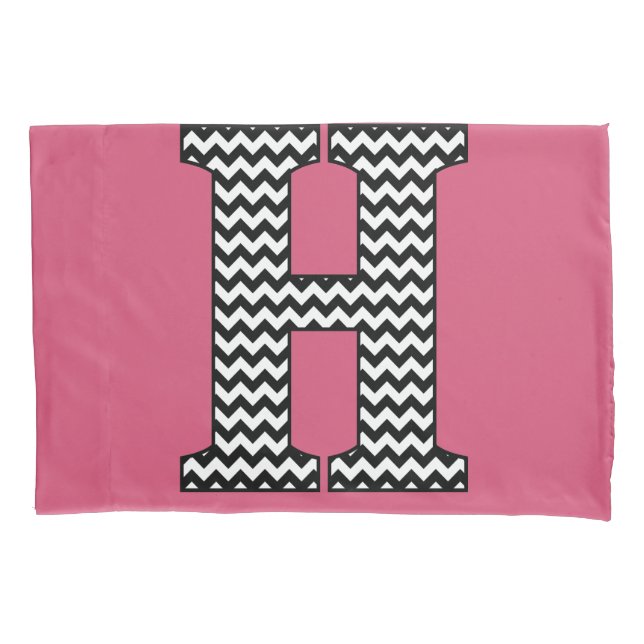 Zickzack H-Monogramm-Pillowcase Kissenbezug (Vorderseite)