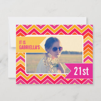 Zickzack helles Foto 21. Geburtstag Party laden Einladung