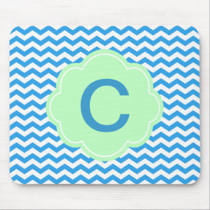 Zickzack, hellgrün, monogramm mousepad