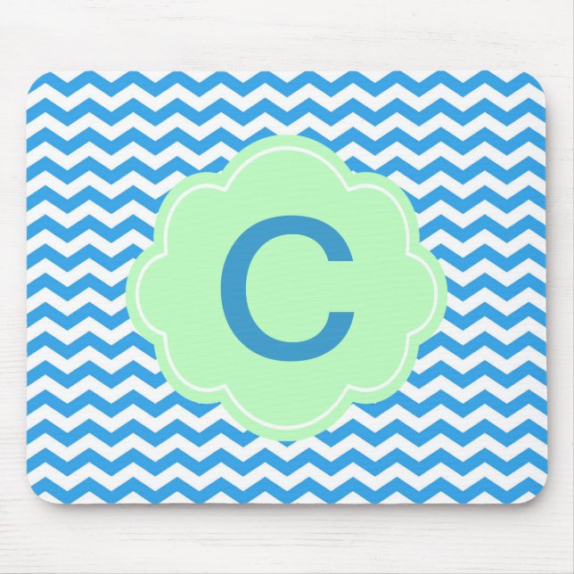 Zickzack, hellgrün, monogramm mousepad (Vorne)