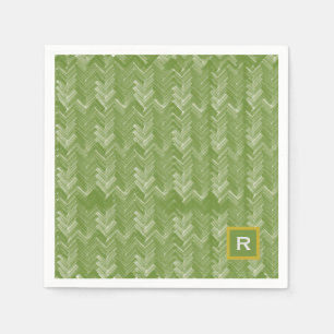 Zickzack Herringbone Muster Forest Green Initial Serviette