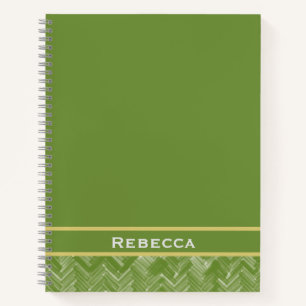 Zickzack Herringbone-Muster Forest Green Monogram Notizbuch