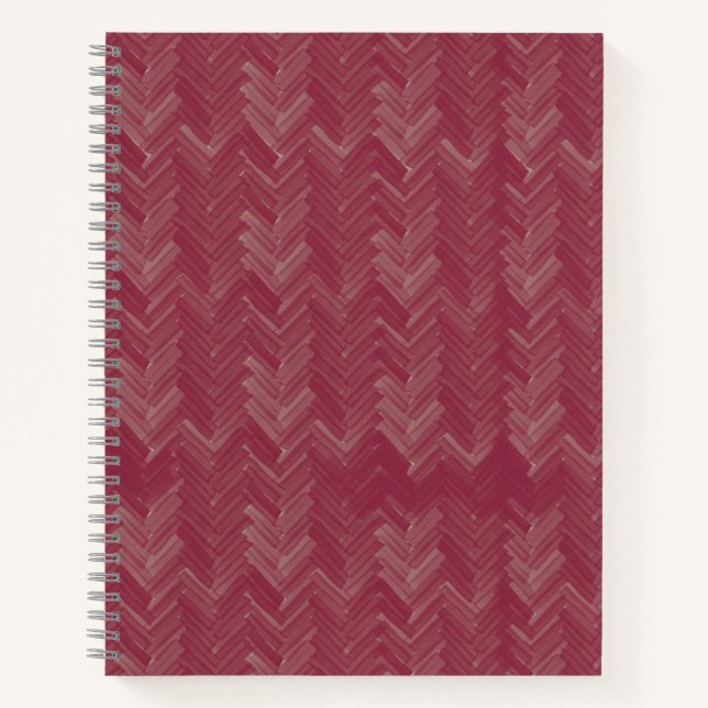Zickzack Herringbone-Muster Luxus Red Notizbuch (Vorderseite)
