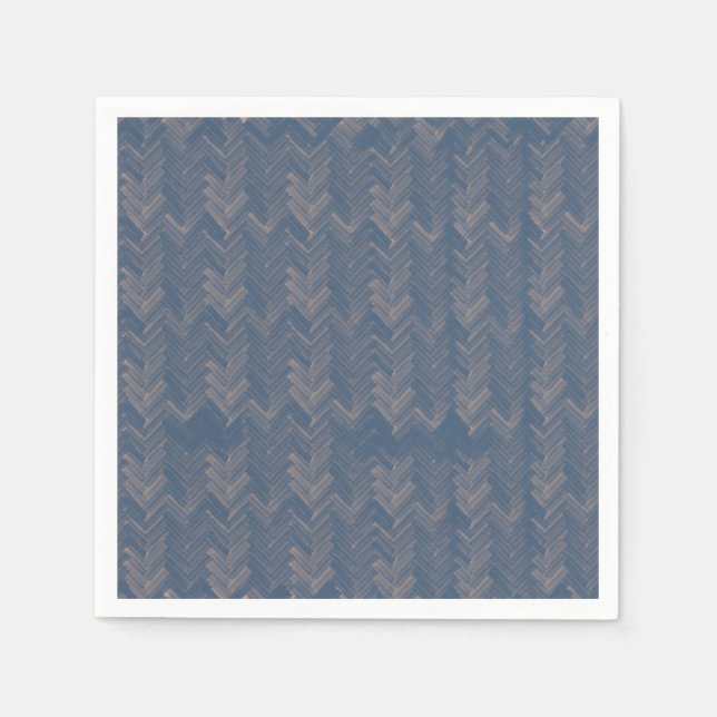 Zickzack Herringbone Muster Retro Blau Serviette (Vorderseite)