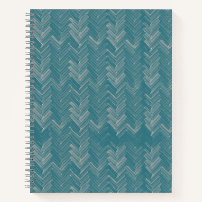 Zickzack Herringbone-Muster Türkis Notizbuch (Vorderseite)