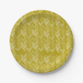 Zickzack, Herringbone-Muster, Vintag Gold Pappteller