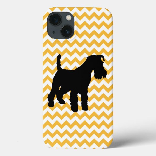 Zickzack Hintergrund mit Schnauzer-Silhouette Case-Mate iPhone Hülle (Rückseite)