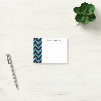 Zickzack Hinweise zum blauen Glitzer Post-it Klebezettel