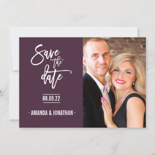 Zickzack Hochzeit in Graufarbe und Pflaumenfarbe D Save The Date