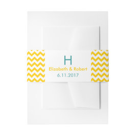 Zickzack Hochzeit von Türkis und Gelb Einladungsbanderole